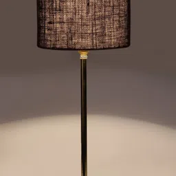 Devansh Black Textured Metal Table Lamp With Jute Shade image 2