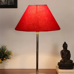Devansh Red Metal Table Lamp With Cotton Shade image 4