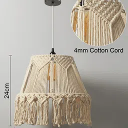 Decazone Beige Textured Macrame Ceiling Lamp image 3