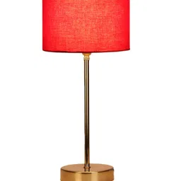Devansh Red Metal Table Lamp With Cotton Shade image 4