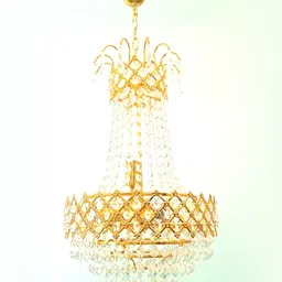 SHRI MAHAL ANTIQUES Gold-Toned & White Crystal Chandelier Ceiling Lamp-image-72
