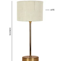 Devansh White Textured Metal Table Lamp With Jute Shade image 2