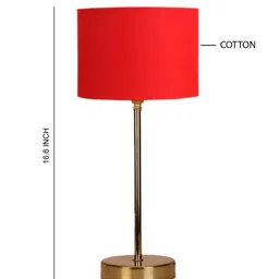 Devansh Red Metal Table Lamp With Cotton Shade image 2