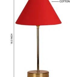 Devansh Red Metal Table Lamp With Cotton Shade image 3