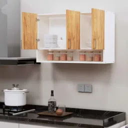 specialitypanels 3 Doors Modular Wall Mounted Kitchen Cabinet with Organizer Shelf in Plateau Apple & Highland Pine Finish-picture-7