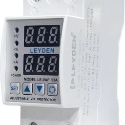 LE-VAP 63A, 220VAC, Adjustable Over/Under Voltage and Over Current Protector Auto Re-Connect 1-999 Seconds Delay, 18 Different Function, LED Display-46