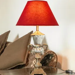 Red Fabric Shade Table Lamp with Gold Base by Kapoor LampShades-picture-36
