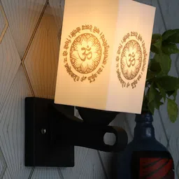 Gojeeva White & Black Printed Acrylic Traditional Rectangle Shaped Wall Lamp-14