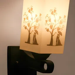Gojeeva White & Black Printed Acrylic Traditional Rectangle Shaped Wall Lamp-29