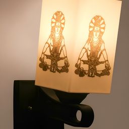 Gojeeva White Printed Acrylic Traditional Rectangle Shaped Wall Lamp-3