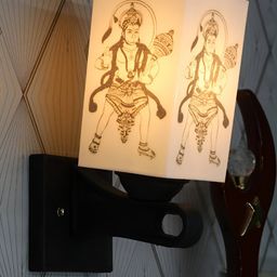 Gojeeva White & Black Printed Acrylic Traditional Rectangle Shaped Wall Lamp-23