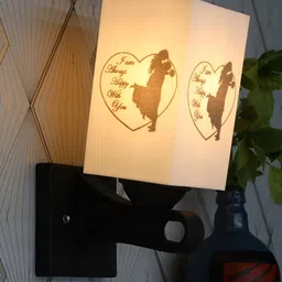 Gojeeva White & Black Printed Acrylic Traditional Rectangle Shaped Wall Lamp image 5