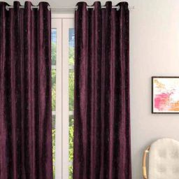 romee Purple Long Crush Floral 7FT Light Filtering Eyelet Door Curtains (Pack of 1)-picture-32