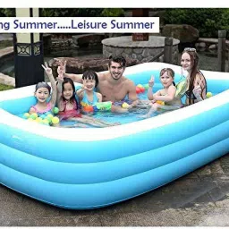 Cho Cho Spa Giant Bathtub 10 ft 3 Ring Inflatable Swimming Pool with Pump for Kids/Adults (Blue) Inflatable Swimming Pool-13