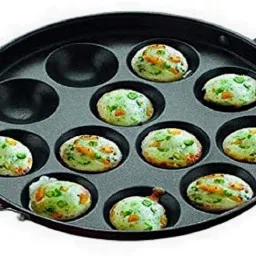 Non Stick kulipaniyaram nonstick Paniyarrakal/Paniyaram/Appam Pan/Appam Maker Tawa 23 cm diameter with Lid-18