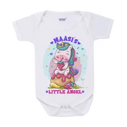 KNITROOT Infant Kids White & Pink Maasi Little Angel Printed Cotton Bodysuit-image-13