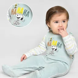 MiArcus Infants Peanuts Printed Sleepsuit With Bodysuit-image-46