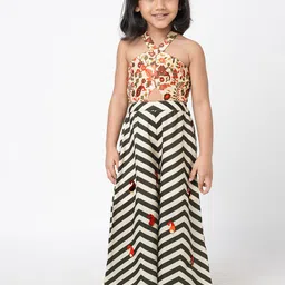 LIL DRAMA Girls Halter Neck Printed Cotton Basic Jumpsuit-image-75