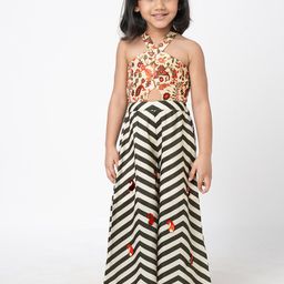 LIL DRAMA Girls Printed Cotton Halter Neck Basic Jumpsuit-picture-30