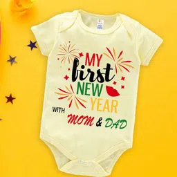Babywish Infants New Year Printed Envelope Neck Cotton Bodysuit-image-66