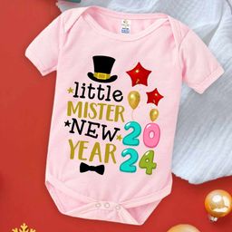 Babywish Infants New Year Printed Cotton Envelope Neck Bodysuit-image-96