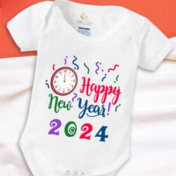 Babywish Infants New Year Printed Cotton Bodysuit-image-3