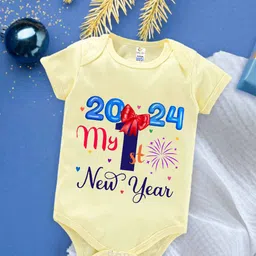 Babywish Infants New Year Printed Cotton Envelope Neck Bodysuit-image-80