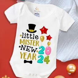 Babywish Infants New Year Printed Cotton Envelope Neck Bodysuit-image-83