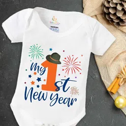 Babywish Infants New Year Printed Cotton Envelope Neck Bodysuit-image-77