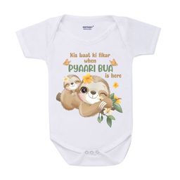 KNITROOT Unisex Kids White & Brown Printed Bodysuit-image-73