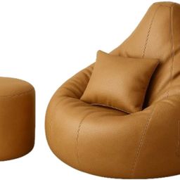 av cart XL XL Tan Bean Bag Combo With Cushion And Footrest Filled with Beans Bean Bag Sofa With Bean Filling-picture-8