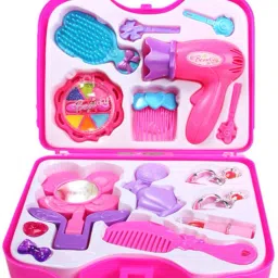 Fashion Girl Beauty Set Makeup Toy with Mirror Hairdryer & Styling Accessories, Girl Toys makeup kit-29