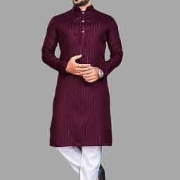 Men Cotton Blend Kurta Pyjama Set-image-83