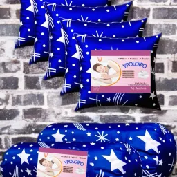5 Cushion And 2 Polyester Fibre Abstract Bolster Pack of 7-2