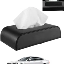 Tissue Holder Black Leatherite/Include Tissue/Save Space For Home/Car/Office-190 Vehicle Tissue Dispenser-8