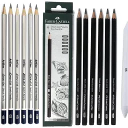 ARTLINE 6Pc Sketch Pencils + 6Pc Blending Stumps + FABER CASTELL 6Pc Drawing Pencil-picture-27