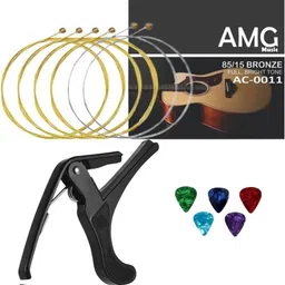 amg music Acoustic Guitar Strings with Guitar Capo and Picks for Acoustic Electric Guitar Guitar String-picture-28