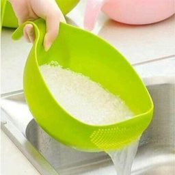 Kitchen Rice Bowl Plastic Fruit Drain Basket with Handle Washing Basket (1 PCS) Colander-image-98