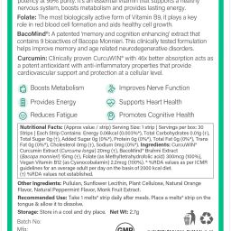 wellbeing nutrition Melts Vegan Vitamin B12,Folate (5-MTHF) with Vitamin D3 + K2 (MK-7)Oral Strips image 2