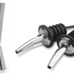 CREW4 Peg Measure 30 & 60 ml With 2 Wine Pourer- Set of 3 3 - Piece Bar Set-image-64