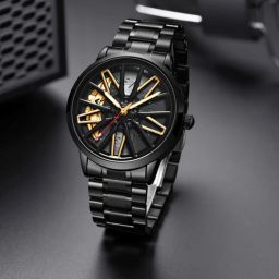 ABREXO Rotating Dial Analog Watch for Men | Stylish Car Wheel |Quartz Movement Analog Watch - For Men Abx9981-BK YL Car Wheel Watch-image-27