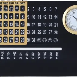 zahepa Perpetual Calendar with Clock & Month Display, Lifetime Metal Table Calendar image 3