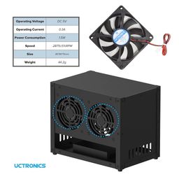 UCTRONICS Enclosure for Raspberry Pi Cluster Compatible with Pi 4B, 3B/3B+ House Up to 4 2.5″ SSD, Support PoE /PoE + HAT and Switch, 2 Cooling Fans image 5