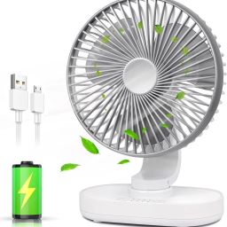 BAZKU Rechargeable 4000mAh Desk Fan,Portable USB Powered Quiet Table Fan 3-Blade Cooling Mini Portable Personal Table Fan_2025 USB Fan-16