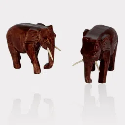 Handcrafted Wooden Elephant Showpiece (Set of 2) Decorative Showpiece - 16 cm-42