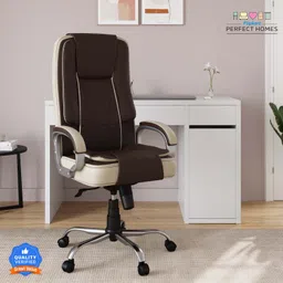 flipkart perfect homes Ezra Split Leather Office Adjustable Arm Chair-picture-1