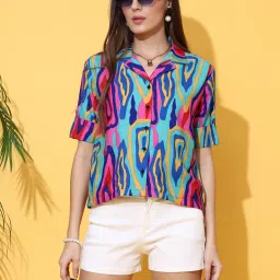 Women Regular Fit Printed Button Down Collar Casual Shirt-29