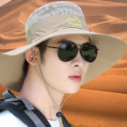 AlexVyan Round Crown Hats Sun & UV Protection Breathable Casual Beach Safari Hat for Men-image-58