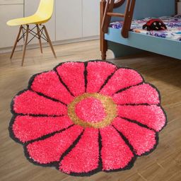Pink, Black Polyester Area Rug-image-23