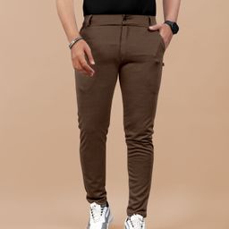 metronaut Regular Fit Men Brown Lycra Blend Trousers-picture-37